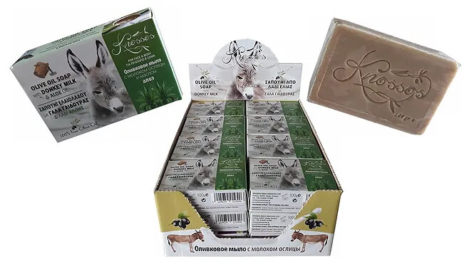 Jabón griego - Jabón de aceite de oliva natural con leche de burro de Creta -...