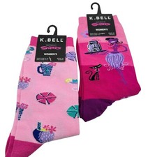 K. Bell 2 Pair Socks Artist Shag Tiki Hula Pi...