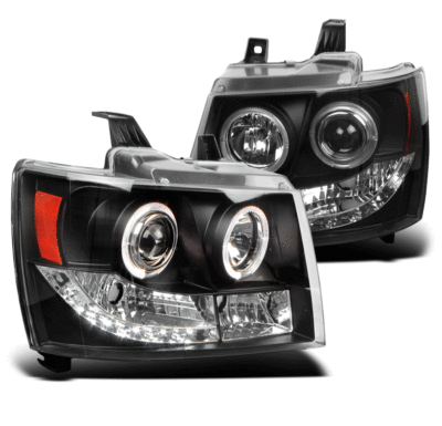 2007-2013 CHEVY AVALANCHE/SUBURBAN/TAHOE DRL LED HALO PROJECTOR HEADLIGHTS BLACK 2007-2013 CHEVY AVALANCHE/SUBURBAN/TAHOE DRL LED HALO PROJECTOR HEADLIGHTS BLACK