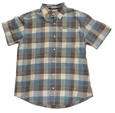 Grizzly Mountain Men's Woven S/S Shirt Large Plaid Blue-Brown-Cream