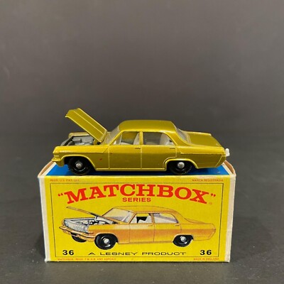 Vintage Matchbox Lesney #36 - Opel Diplomat Yellow Gold + Box (M715)