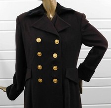 Christian Dior Usa Brown Wool Black Velvet Long Coat Sz 12