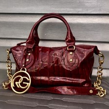 Roberta Gandolfi Red Bordeaux Patent Leather Crocodile Handbag