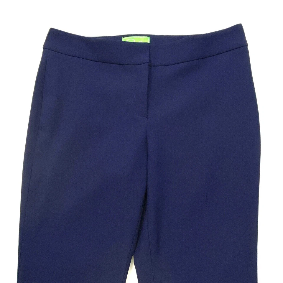 Pantalones de vestir Cappagallo pierna recta dobladillo festoneado para mujer talla 10 lavado oscuro azul marino Foto 2 de 4