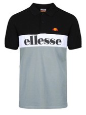 ELLESSE Mens Polo Rio Polo Shirt Black/Grey Fashion designer Shirt Nightlife
