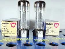 Closely Matched Pair Mullard EL34 NOS NIB 1968 Code xf4 B8G1  B8F4 Strong Tube