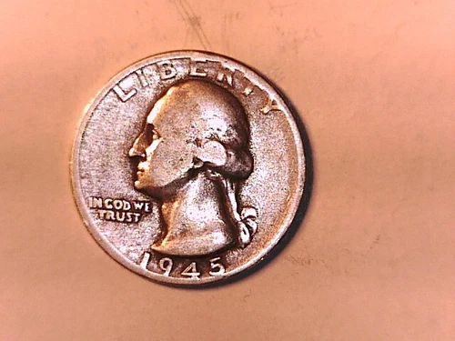 U S 1945 S Washington silver Quarter fine