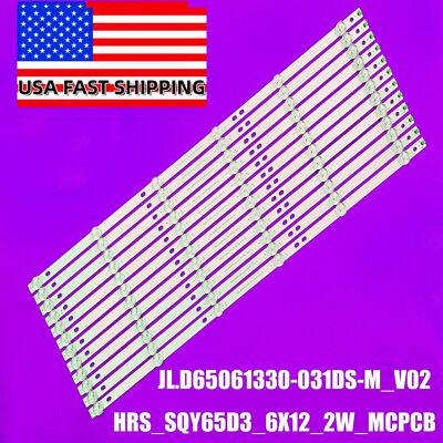 12pcs LED strips HRS_SQY65D3_6X12_2W_MCPCB For RCA RTU6549-C RNSMU6536 RNSMU6540