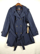 Women's D.e.t.a.i.l.s Double-breasted Blue Hooded Jacket Size 1x Belted Nwt $89