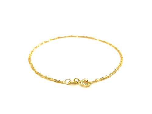 Brazalete de cadena de oro amarillo de 10 K de Singapur de 1,5 mm diseño elegante cierre de anillo - Imagen 3 de 4