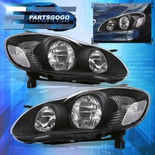 For 03-08 Toyota Corolla Replacement Driving Headlights Lamps Pair Black Clear