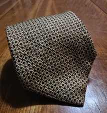 Brooks Brothers Makers Gold & Burgundy Geometric Silk Necktie Made in USA