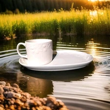  Snack Plate & Mug Set Fruit Off White Gibson Design Embossed Off White 11"L