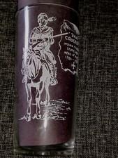 Davy Crockett Promotional Glass Horseback In Canoe 5" Clear With White Ink