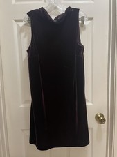 Ann Taylor Factory Amethyst Tie Neck Velvet Dress Sleevless Size Large Petite 