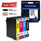 4x 232XL Black Color Ink Cartridges Set For Epson 232XL WF-2930 WF-2950 XP-4200