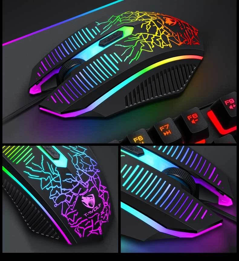 4 in 1 PC Gaming Keyboard Mouse & Headset Set RGB LED Gamer Bundle w/Mouse Pad - Image 4 of 4