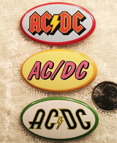 AC DC PIN BUTTON LOT 6 Hard Rock Band Logo Ac/Dc Angus Young Bon Scott ...