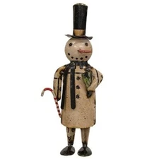 NEW Primitive SNOWMAN RECYCLED METAL HOMER WINTER CHRISTMAS 12.25"Tx5.5"W x2.5"D