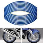Blue 16pcs 8mm Motorbike Car Reflective Rim Tape Wheel Sticker Trim Motorcycle