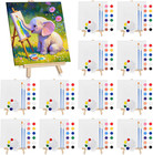 12 Set Acrylic Paint Canvas Set – 6X6 Inch Mini Canvas Painting Kit with 12 Wood