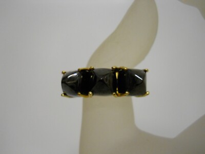 STS Gold über Sterlingsilber Ring schwarzer Onyx Pyramiden Größe 8,5 Schmuck #713