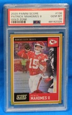 2020 PANINI SCORE # 136 Patrick Mahomes II PSA 10 # 48192325 GOLD ZONE # 16/50