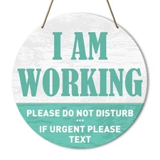 I Am Working Do Not Disturb Sign, Do Not Disturb Door Hanger Sign for Home C