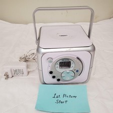 Jensen CD-555 Portable Bluetooth CD Music System Silver Aux/USB/FM Radio