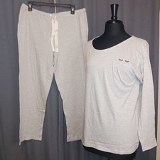 NWT LOFT comfy cozy Striped Pajama Set Long Sleeve Top Pants pjs M Sleepwear