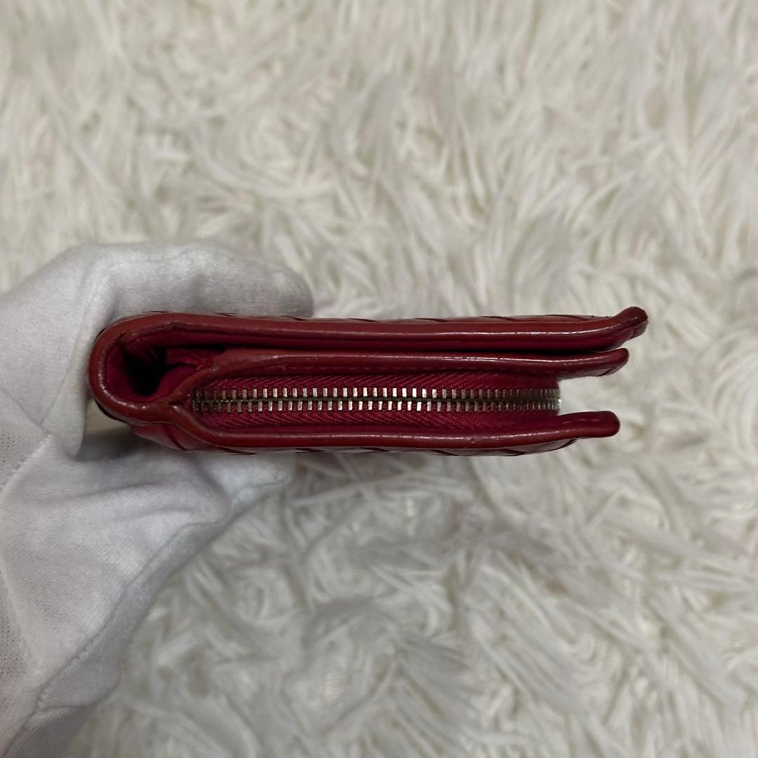 Bottega Veneta Intrecciato Leather Bifold Wallet Red Unisex Excellent Condition thumbnail 7