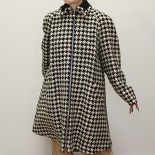 Vintage 80s Does 60s Wool Houndstooth Swing Coat