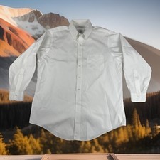 Brooks Brothers Mens White Pinpoint Oxford Dress Shirt 16.5-33 Non-Iron office