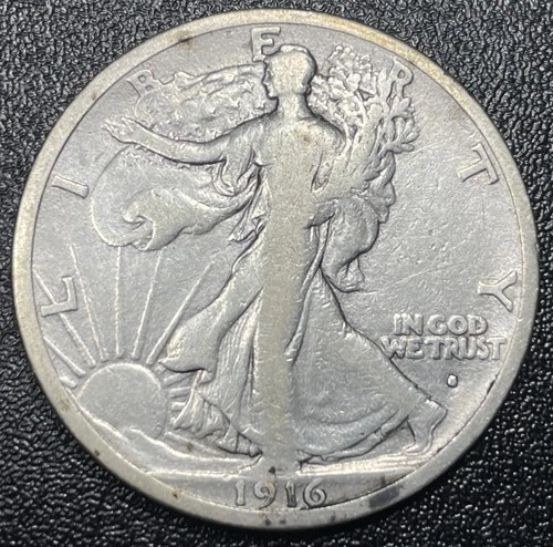 1916-S Walking Liberty Half 50c Tough Date Fine F+ Cleaned