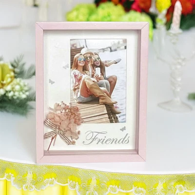 MDF Photo Frame with Decorative Preserved Flowers for Friends Pink 4" x 6" - image 1 of 4
