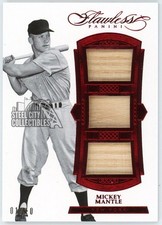 Mickey Mantle 2017 Panini Flawless Ruby Triple Game-Used Bat Card #TM-MM 1/10