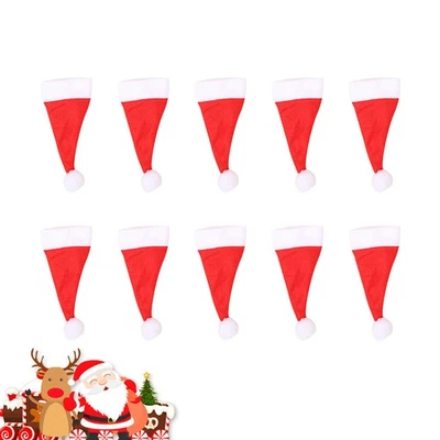 10pcs multi-usages Mini Chapeau de Père Noël de Noël Bouteille de vin Couvre - Photo 1/4