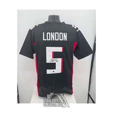 Drake London Autographed Atlanta Custom FB Jersey - BAS (Lines Under Numbers)