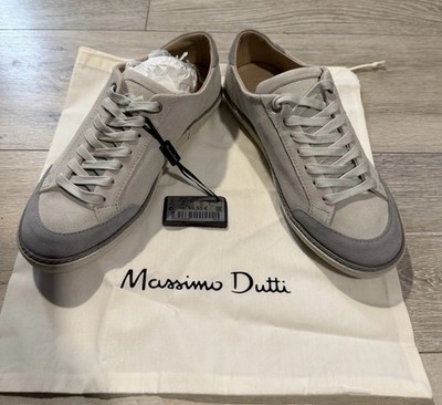 Men s Massimo Dutti Suede Leather Lace up Sneakers 40 Gray