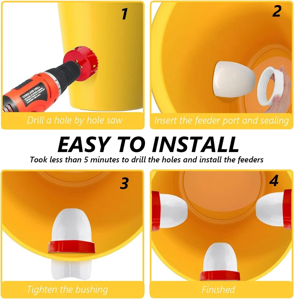 MAFONE HÁGALO USTED MISMO Alimentador de Pollos Sin Residuos, Kit de Tazas Desordenadas para Pollos Automáticos Gravedad Foto 3 de 4