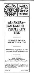 Pacific Electric Ry Temple City passenger time table No. 15 Nov 13 1939