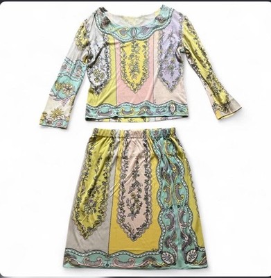 Emilio Pucci 70's Abstract Matching Pastel Set Long Sleeve Top
