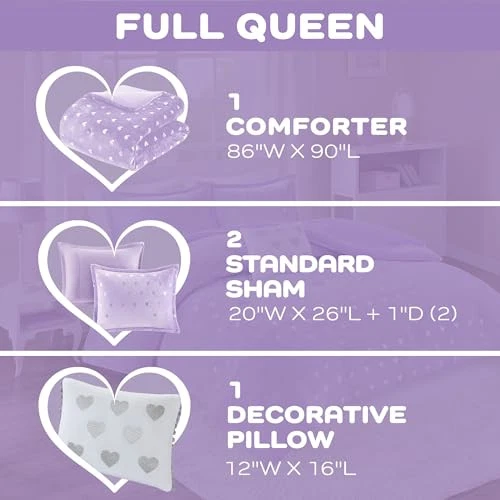 Mi Zone Rosalie Comforter Set for Girls, Ultra-Soft Full/Queen Purple/Silver - Image 2 of 4