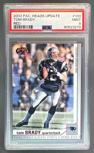 80523279 Tom Brady 2002 Pacific Heads Update #100 Red PSA 9