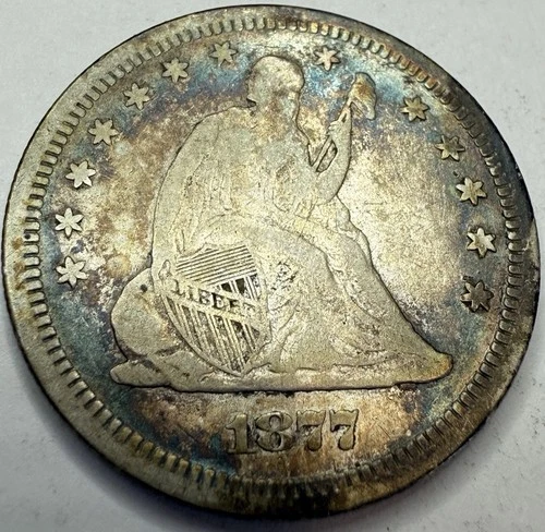 1877 S Nice Color Seated Liberty Silver Quarter Exact Coin Imaged #SL315