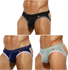 Men'S Jockstrap Underwear 3 Pack Breathable Mesh Thong Gym Athletic Supporters