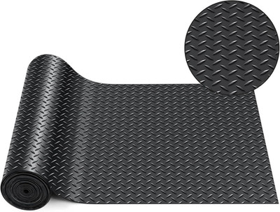 12 in X 20 Ft Rubber Flooring Rolls Mats, Heavy Duty Diamond Plate Garage Floor