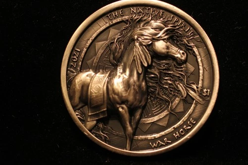 1 ounce .999 fine silver. War Horse The Native Spring. High Relief.