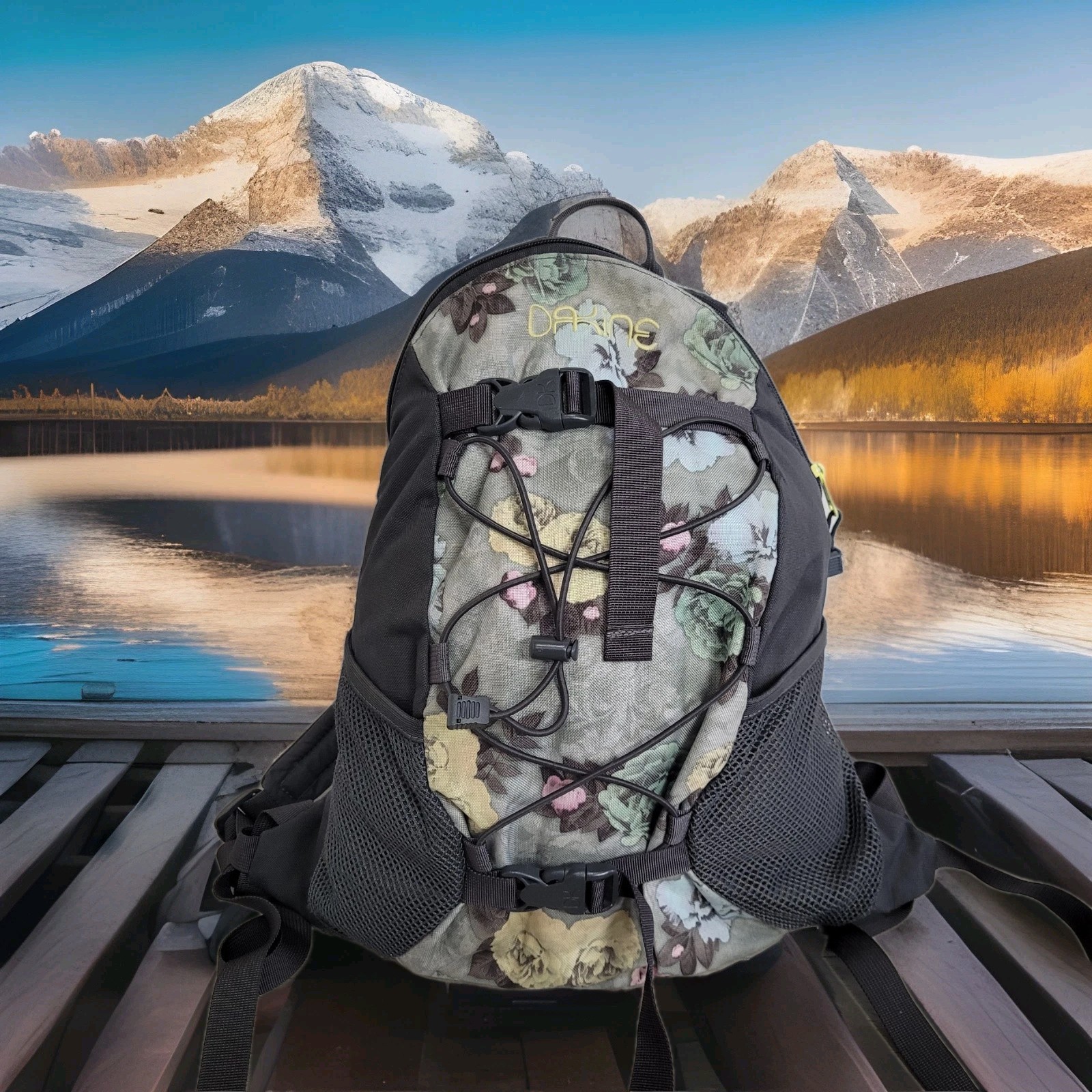 15l Floral Print Mesh Pockets Lightweight Daypack