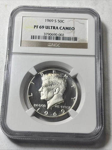 1969 S Kennedy Half Dollar Proof NGC PF 69 ULTRA CAMEO  ( DEEP CAMEO)